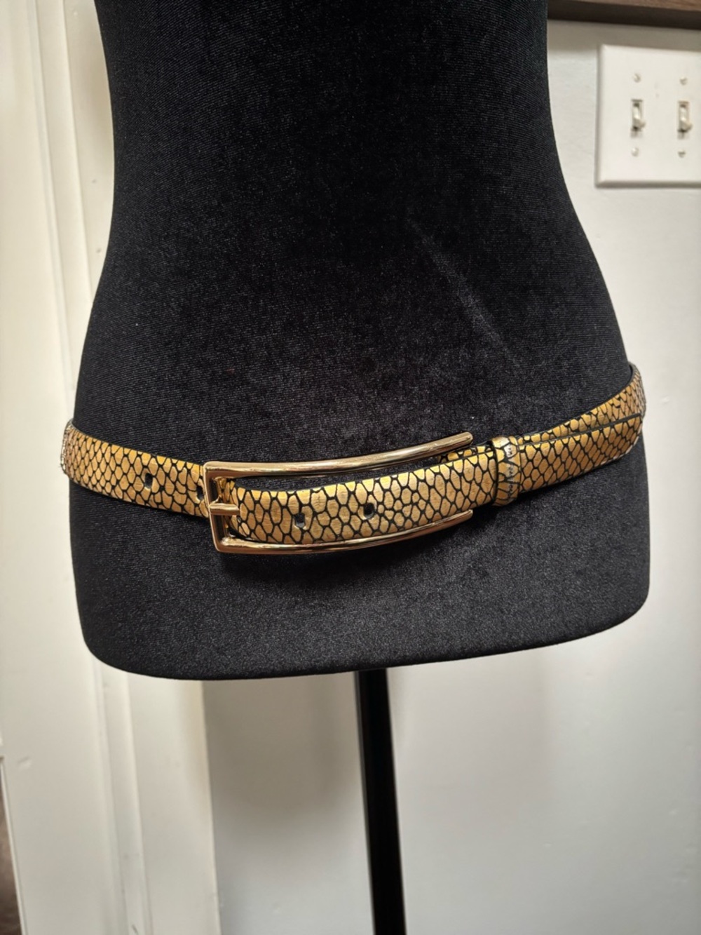 WCM New York - Gold Snake-Effect Leather Belt - rare find !!
